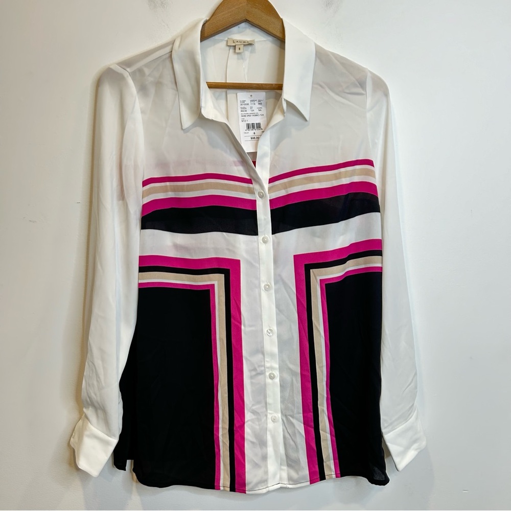Laura Colour Block Button-Down Blouse Multicolour - Picture 5 of 10